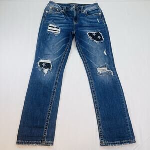 Miss Me Jeans Womens 29 Denim Bootcut Rhinestone Distressed Preppy Y2K